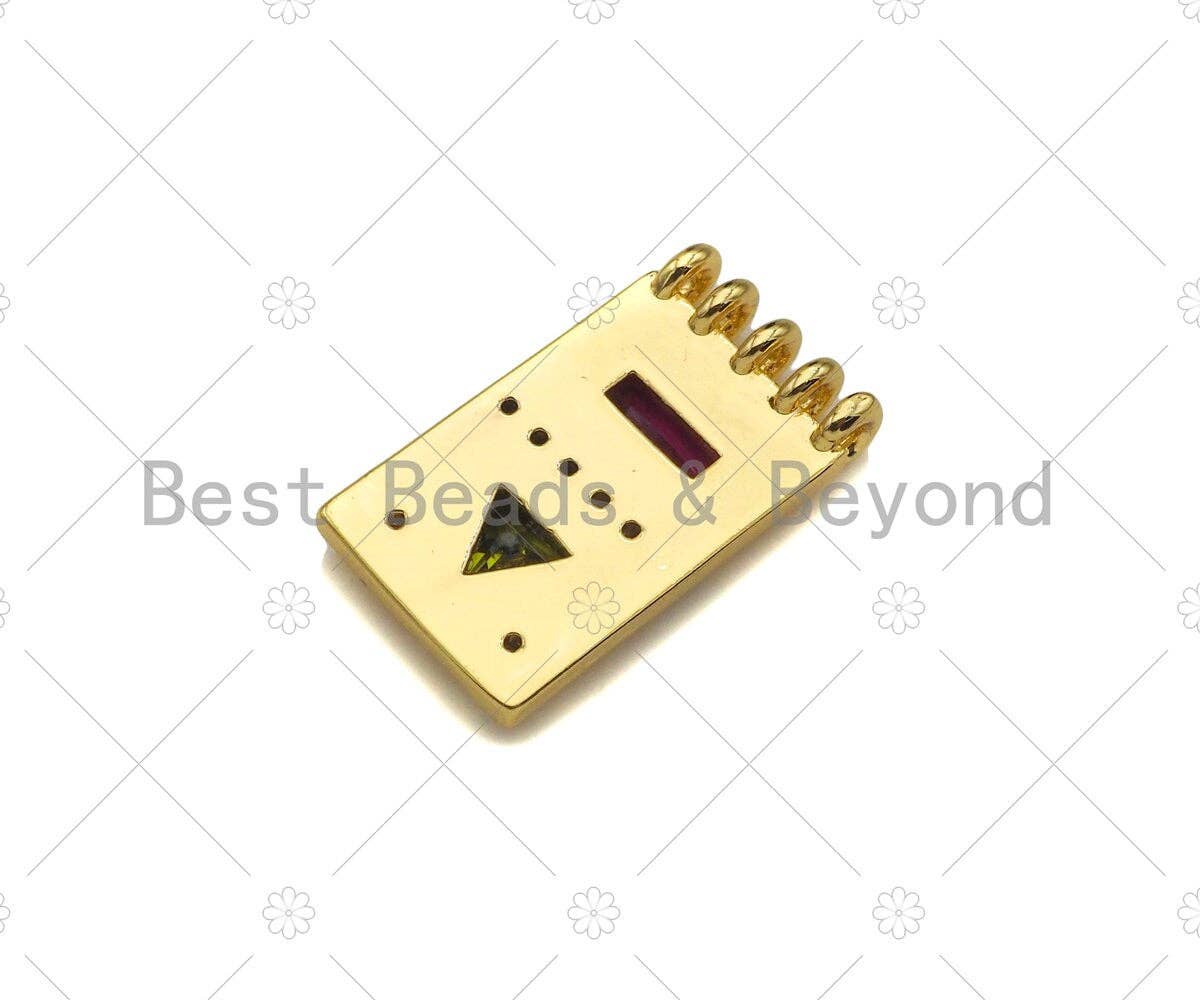 Gold Filled Triangle CZ On Rectangle Shape Pendant,18K Gold Filled Micro Pave CZ Charm, Necklace Bracelet Charm Pendant,13x23mm,Sku#Z1345