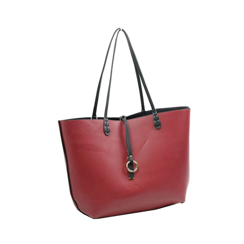 Women's Pebbled Faux Leather Reversible 2 in 1 Tote Shoulder Handbag Crossbody Bag