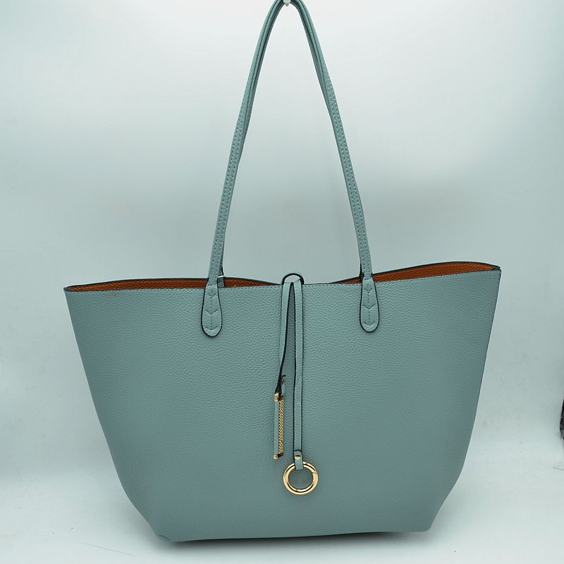 Women's Pebbled Faux Leather Reversible 2 in 1 Tote Shoulder Handbag Crossbody Bag