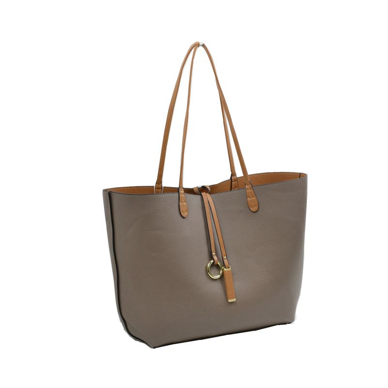 Women's Pebbled Faux Leather Reversible 2 in 1 Tote Shoulder Handbag Crossbody Bag