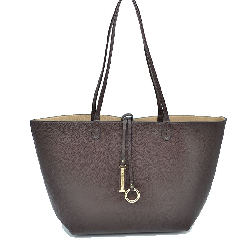 Women's Pebbled Faux Leather Reversible 2 in 1 Tote Shoulder Handbag Crossbody Bag
