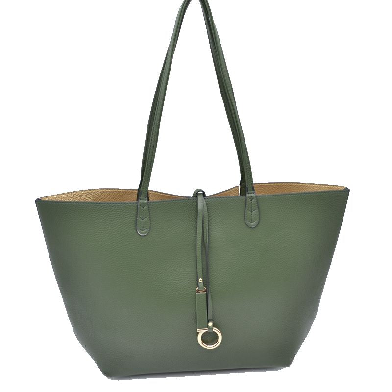 Women's Pebbled Faux Leather Reversible 2 in 1 Tote Shoulder Handbag Crossbody Bag