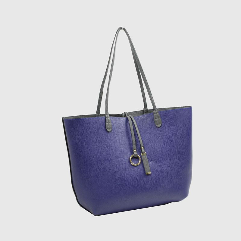 Women's Pebbled Faux Leather Reversible 2 in 1 Tote Shoulder Handbag Crossbody Bag