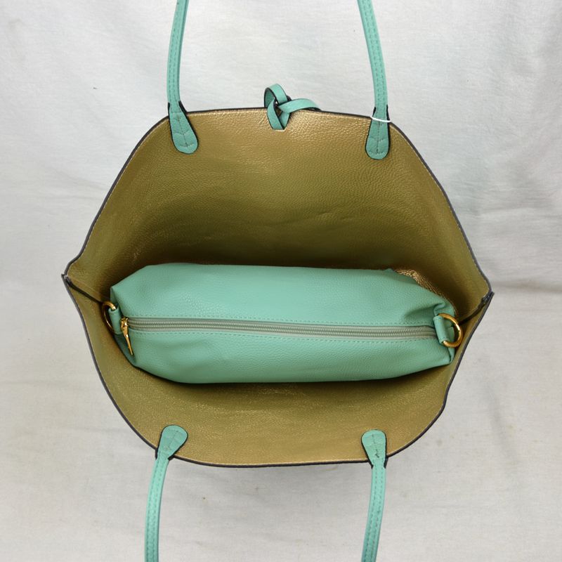 Women's Pebbled Faux Leather Reversible 2 in 1 Tote Shoulder Handbag Crossbody Bag