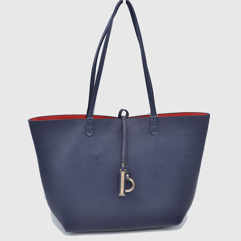 Women's Pebbled Faux Leather Reversible 2 in 1 Tote Shoulder Handbag Crossbody Bag