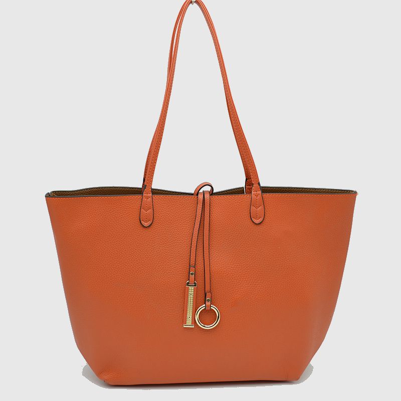 Women's Pebbled Faux Leather Reversible 2 in 1 Tote Shoulder Handbag Crossbody Bag