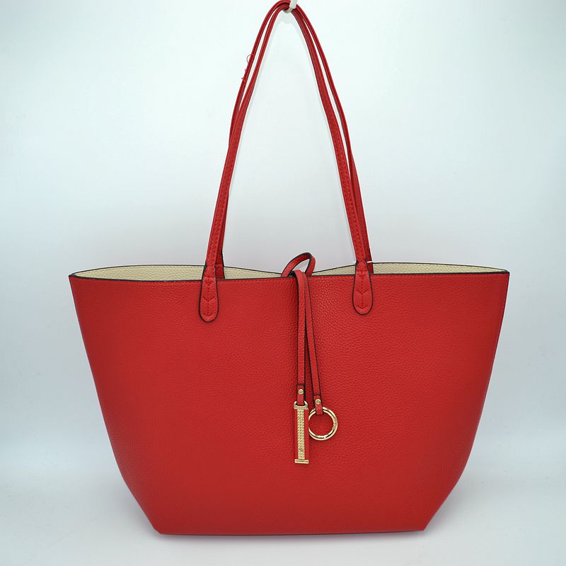 Women's Pebbled Faux Leather Reversible 2 in 1 Tote Shoulder Handbag Crossbody Bag