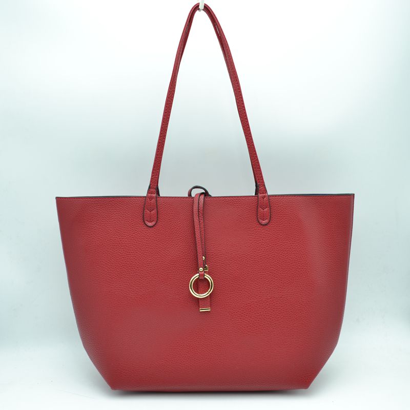 Women's Pebbled Faux Leather Reversible 2 in 1 Tote Shoulder Handbag Crossbody Bag