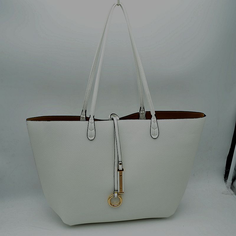 Women's Pebbled Faux Leather Reversible 2 in 1 Tote Shoulder Handbag Crossbody Bag