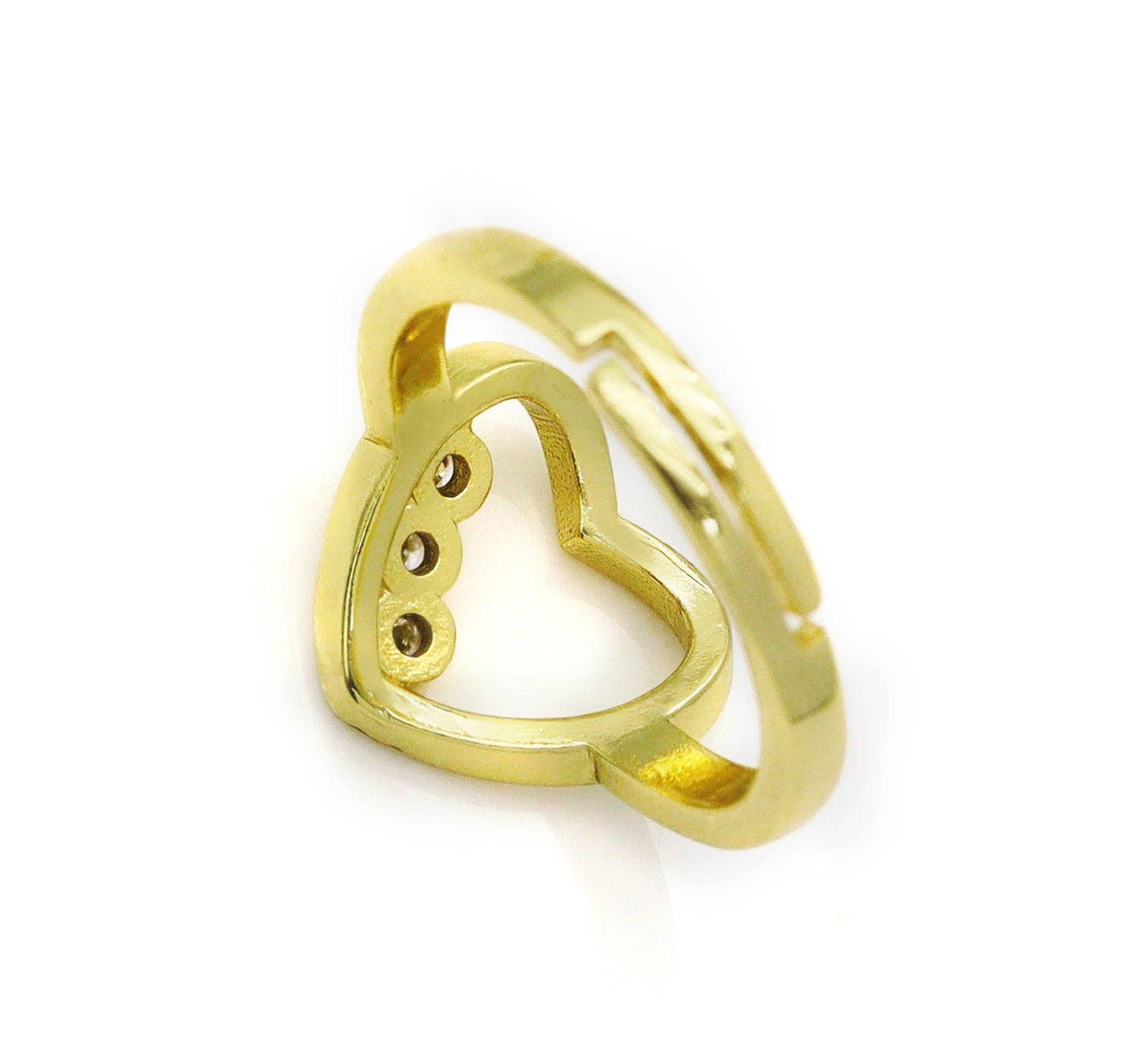 CZ Gold Open Heart Adjustable Ring, Sku#JL141