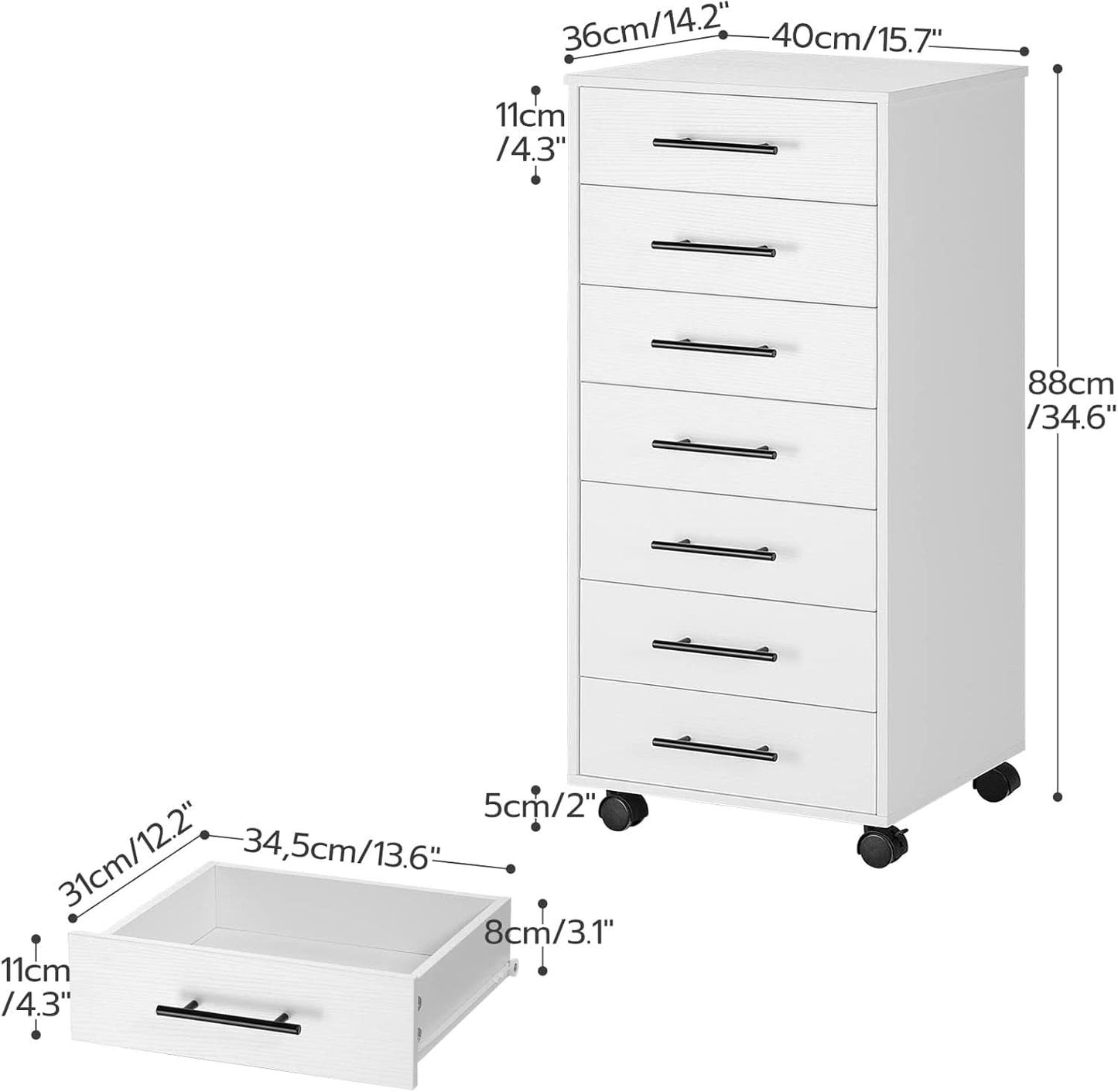 White 7 Drawer File Cabinet Storage For Home Office