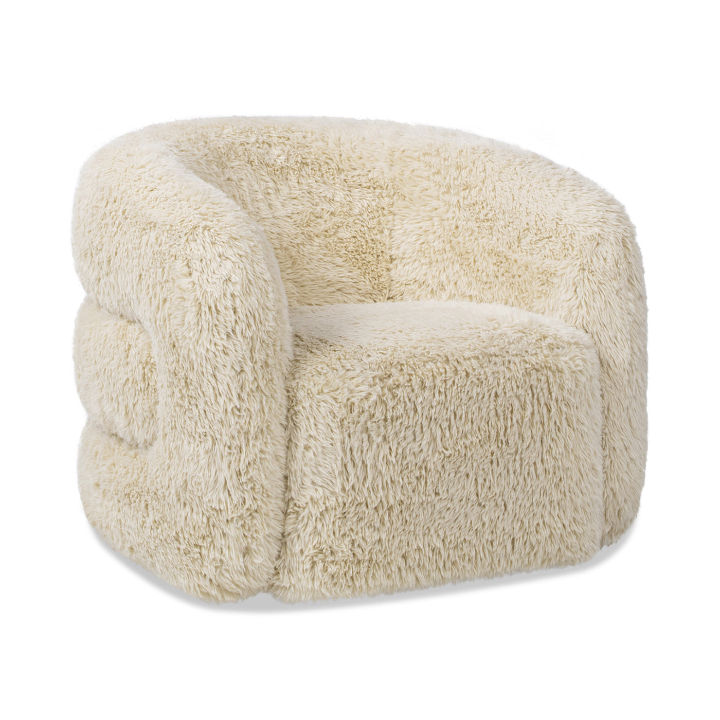 Colt 33" Fur Swivel Upholstered Barrel Accent Arm Chair