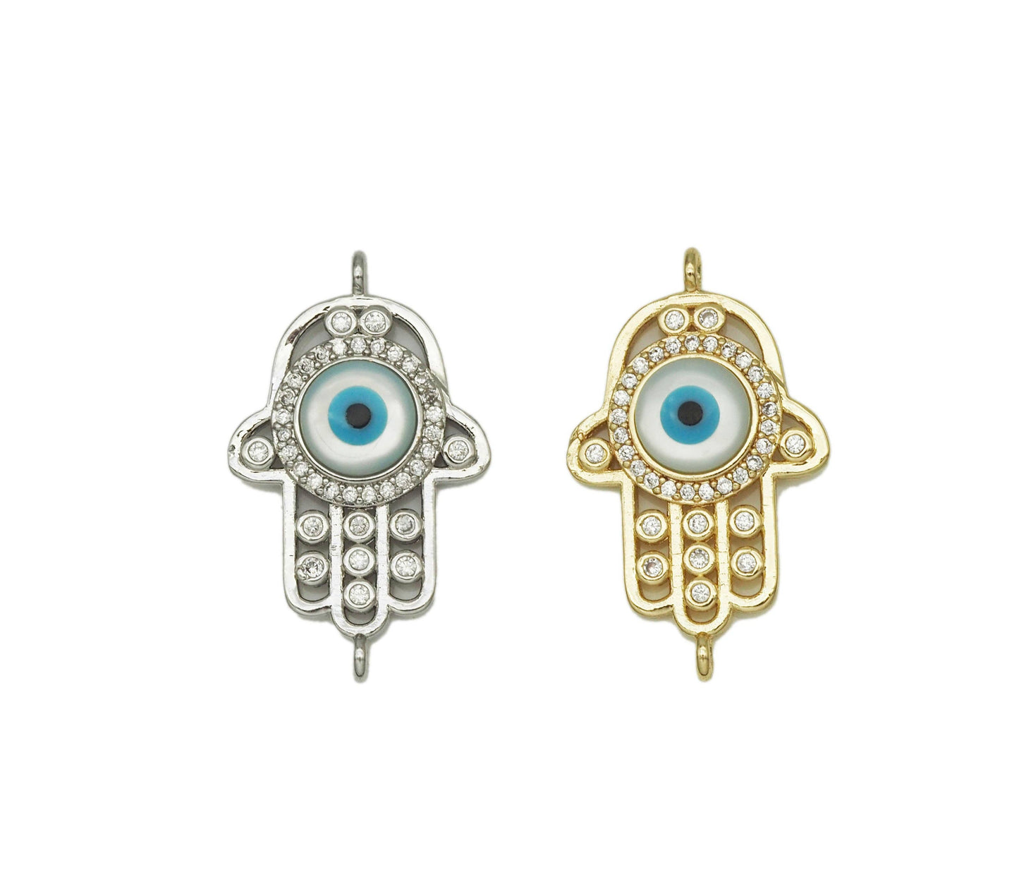 CZ Hamsa Hand Connector, Sku#M407