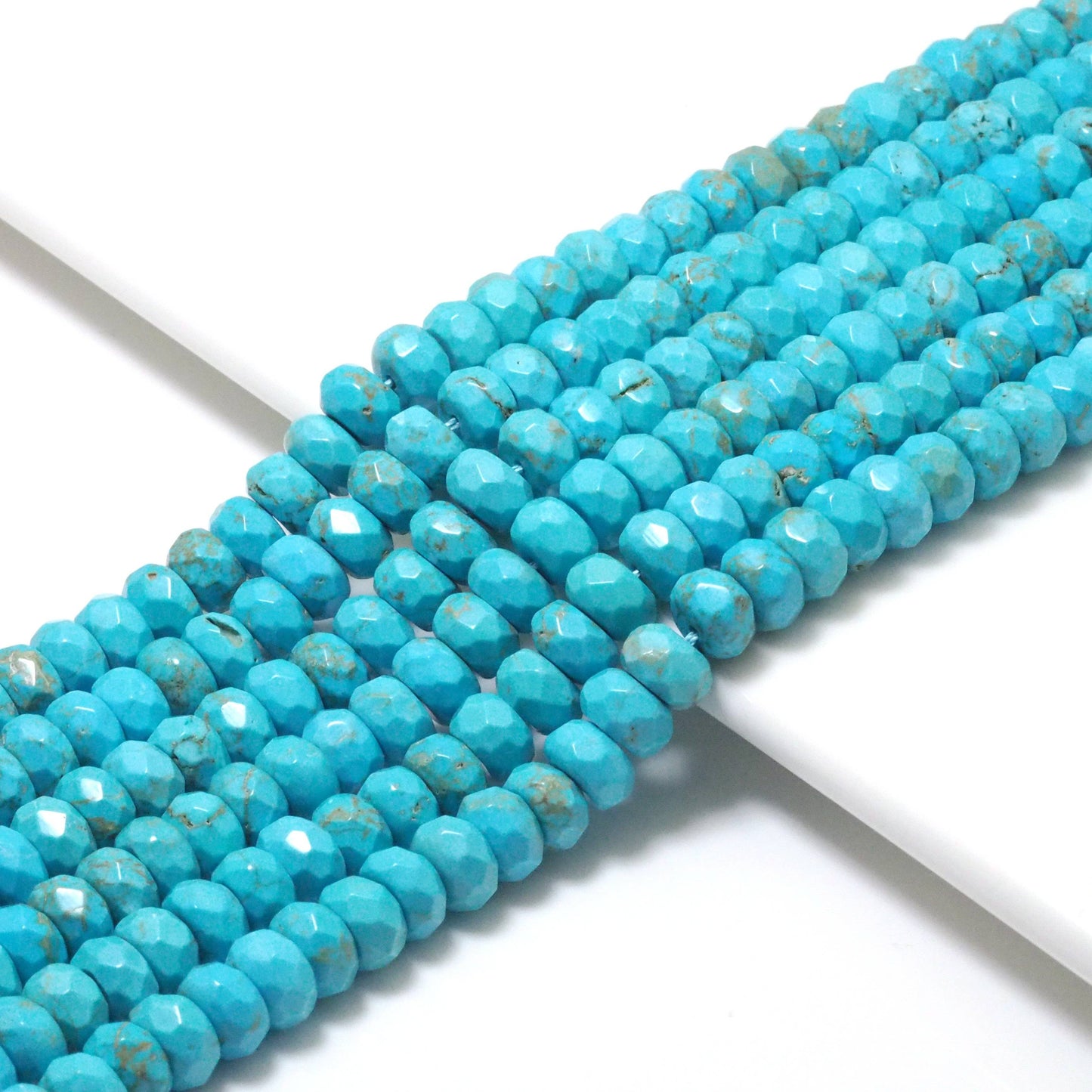 Faceted Rondelle Blue Turquoise Beads, 2x4mm/4x6mm/5x8mm, Sku#U1591