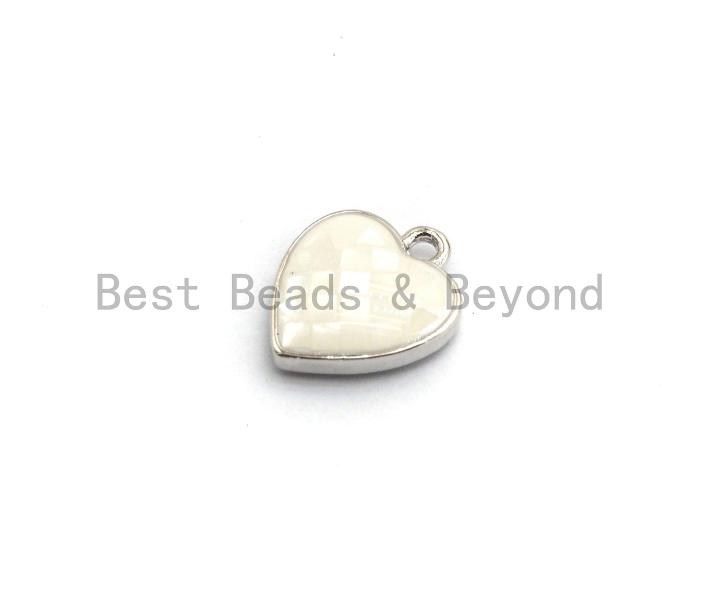 100% Natural White Shell Heart Shape Pendant with Gold/Silver Finish, White heart Pendant, Shell heart, 10x12mm,SKU#Z313