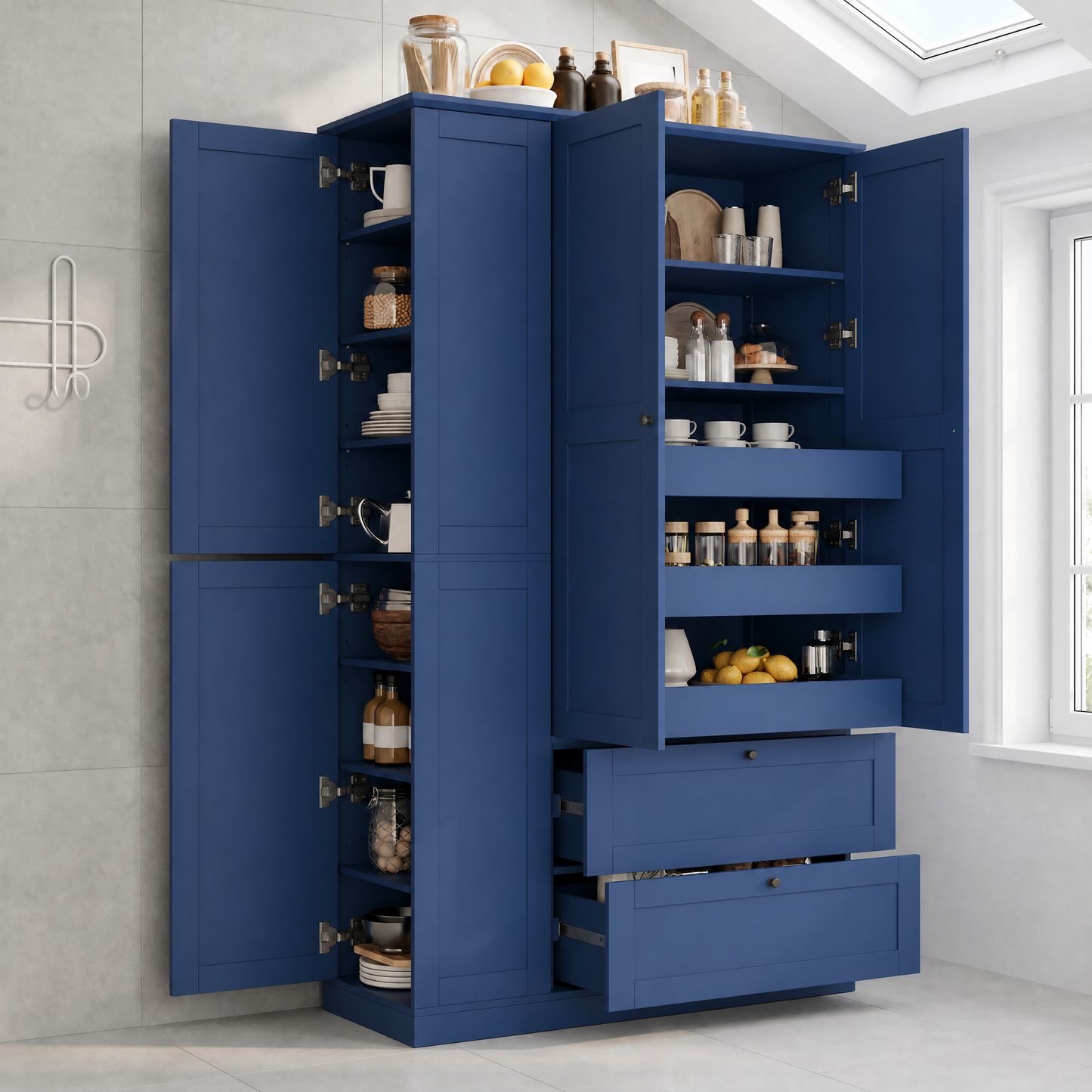 TOPMAX 73.6" Tall Farmhouse Kitchen Pantry Cabinet