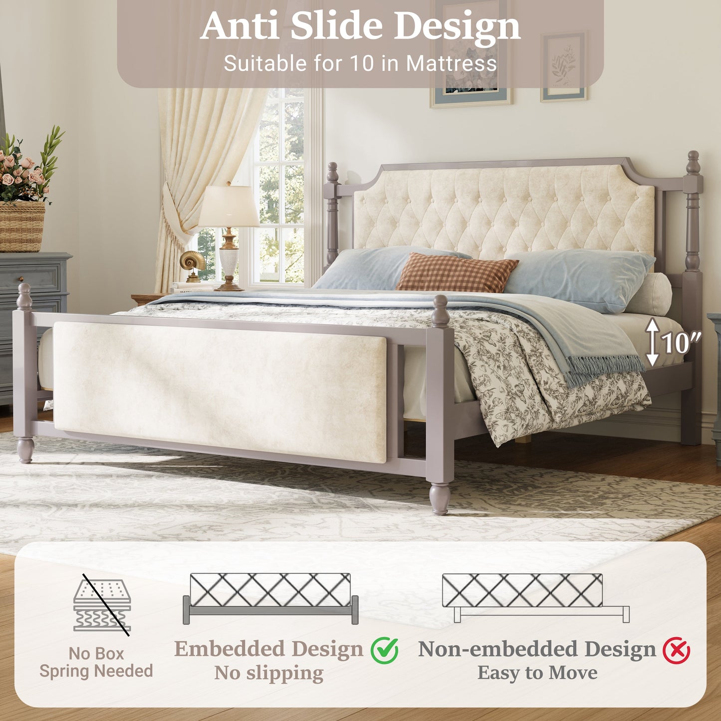 King Size Upholstered Platform Bed