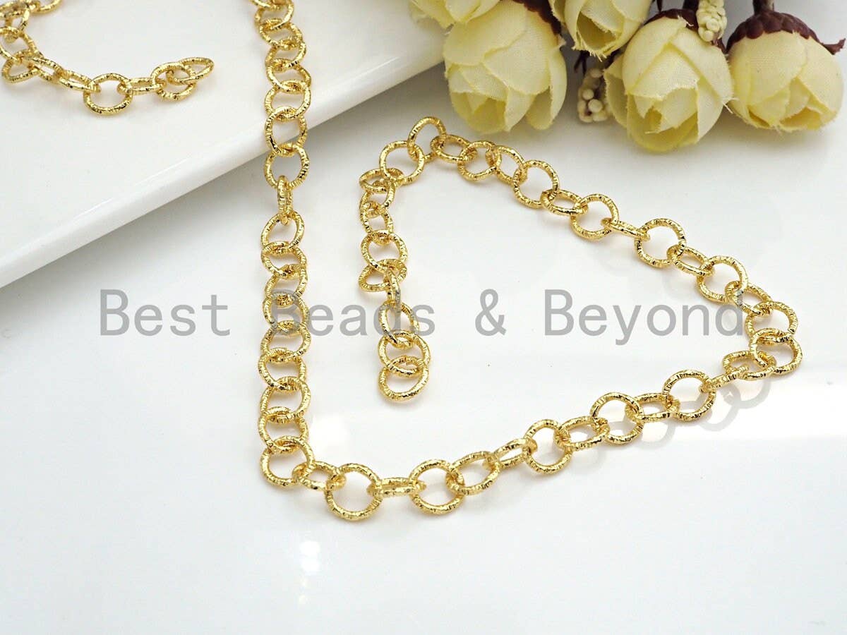 8mm Cross Link Chain by Yard, Rolo Chain, Gold/ Gunmetal / Silver/ Rose Gold Brass Chain, sku#E509