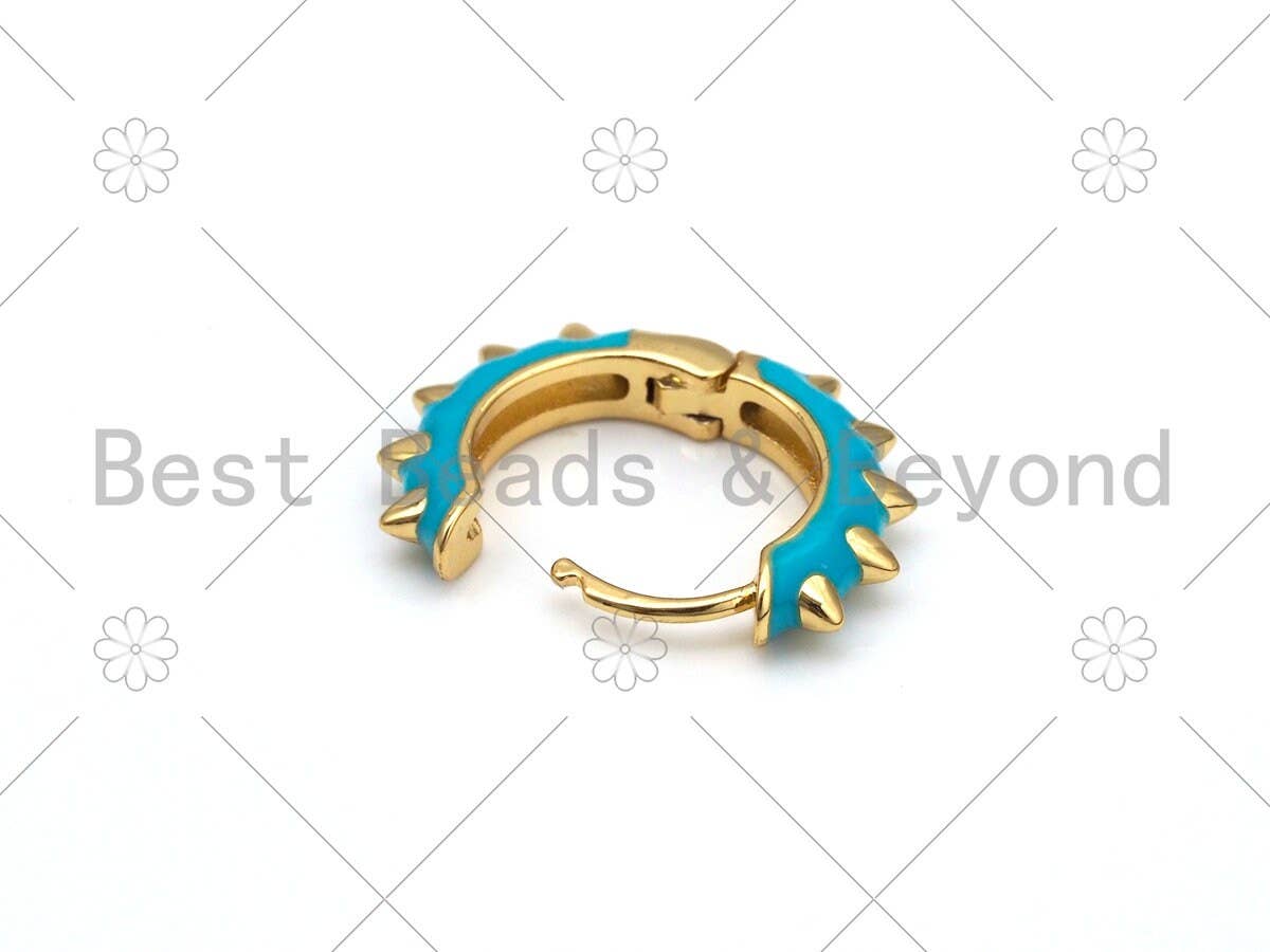 Enamel Spike Huggie Earring, 4x23mm,Sku#J324