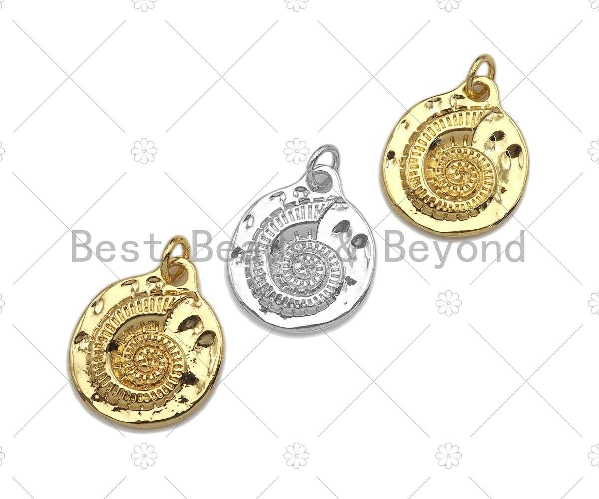 Conch Shell On Round Coin Pendant, Round Coin Conch Pendant Charm for Necklace Bracelet Making,16x19mm,sku#L360