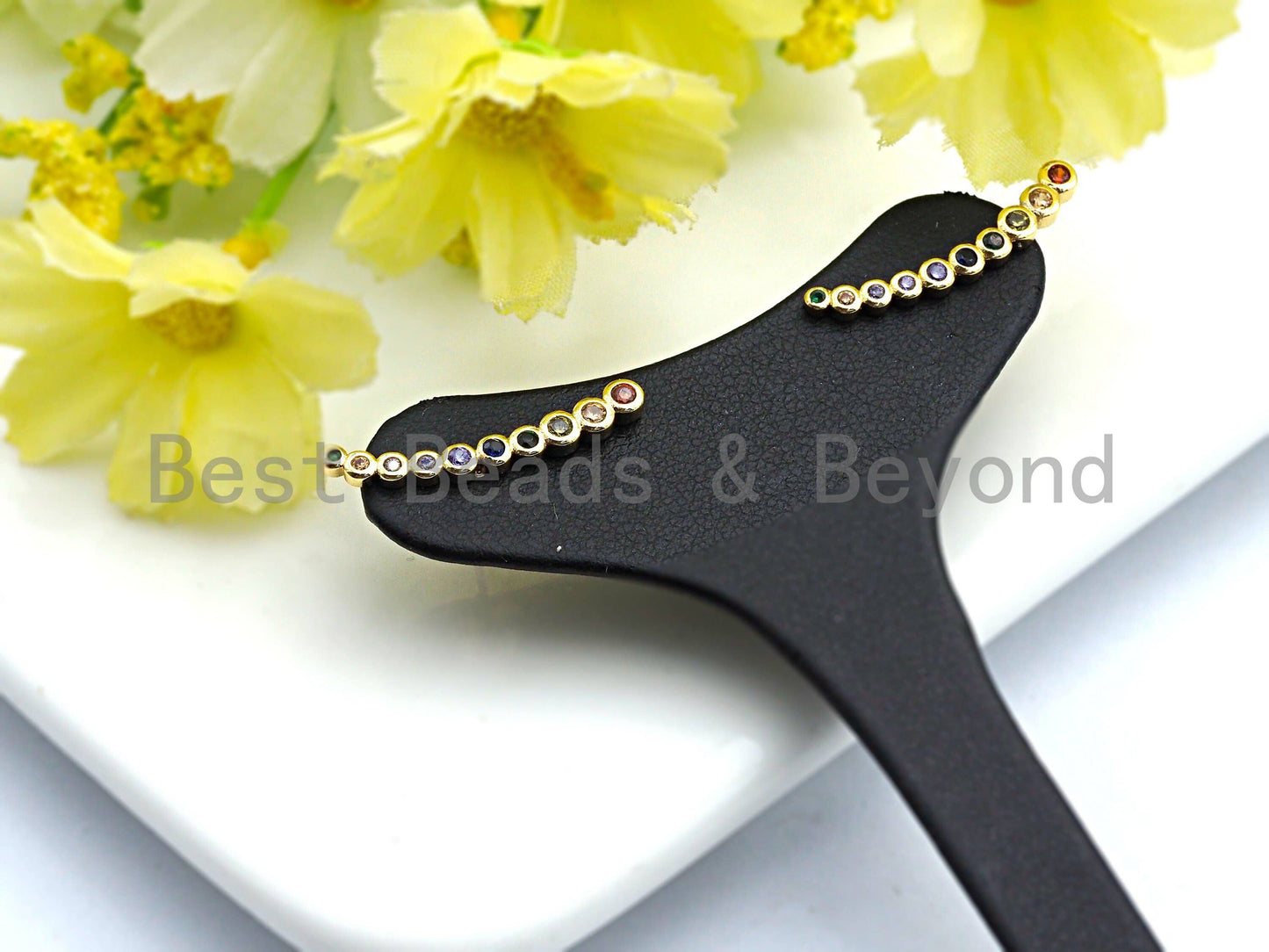 Clorful CZ Thin Strip Stud Earrings, Sku#J80