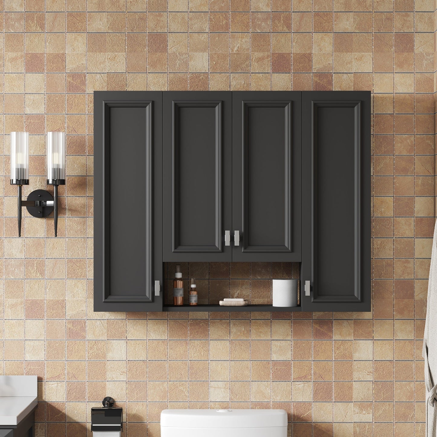 Modern Bathroom Cabinet with 5 Adjustable Shelves