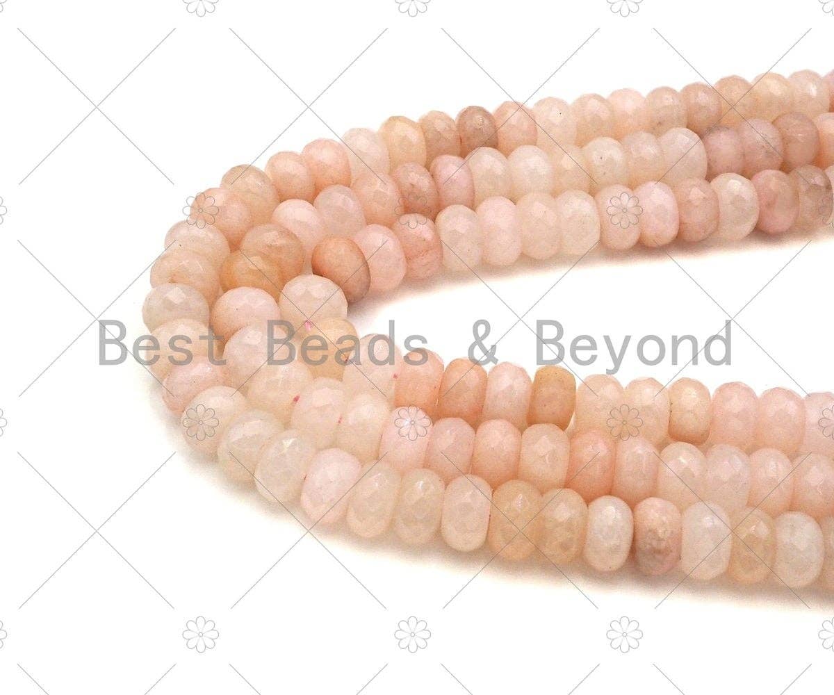 High Quality Genuine Pink Aventurine Faceted Rondelle Beads, 6x10mm Natural Beads, 15.5'' Full Strand, Sku#U1152