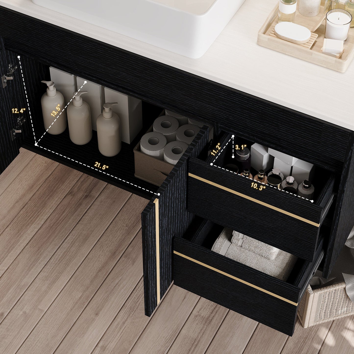 36" Wall-Mounted Bathroom Vanity with Vessel Sink