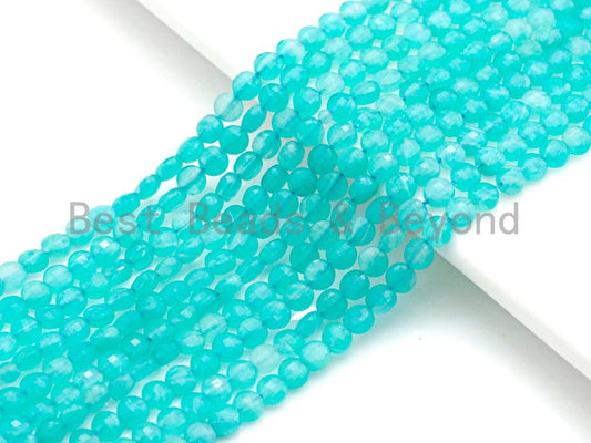 4mm/6mm High Quality Natural Amazonite Coin Shape Beads, Checkboard cut Amazonite, Turtle Shell cut Beads, 15.5" Full Strand, sku#U789