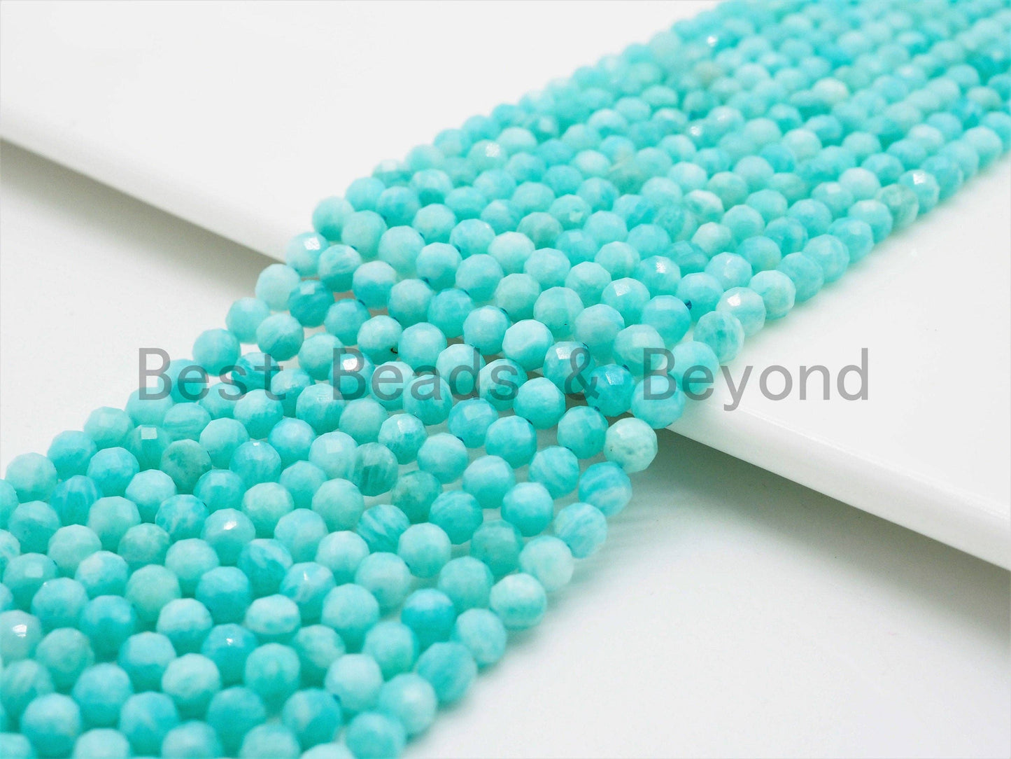 2x3mm/4mm High Quality Natural Amazonite beads, Rondelle/Round Faceted Gemstone Beads, 15-16inch strand, SKU#U367
