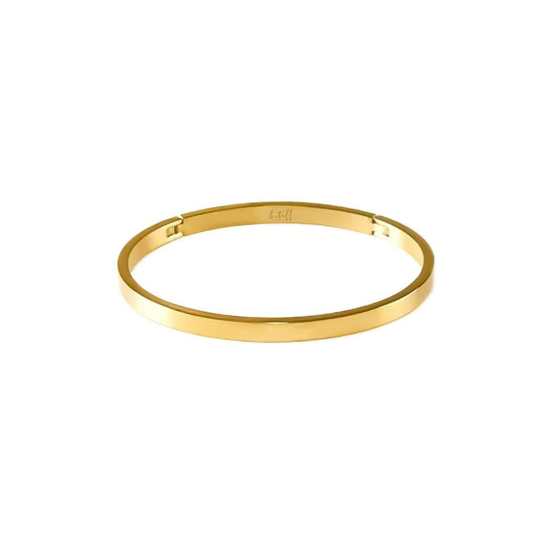 BG300G B.Tiff Simplicity Narrow Matte Gold Bangle Bracelet
