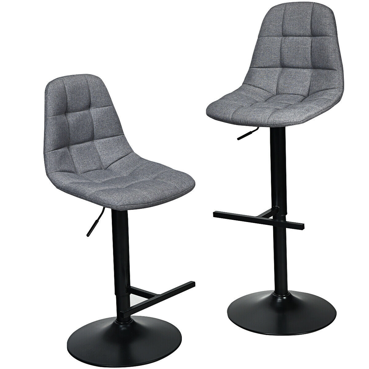 2 Pieces Adjustable Bar Stools Swivel Counter Height Linen Chairs-Brown