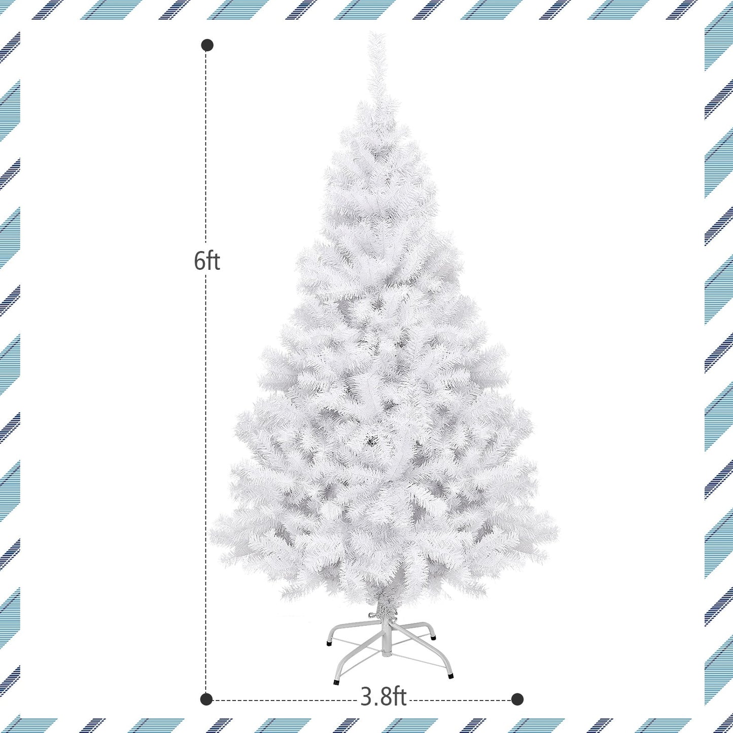 6' / 7.5' / 9' Hinged Artificial Christmas Tree with Metal Stand