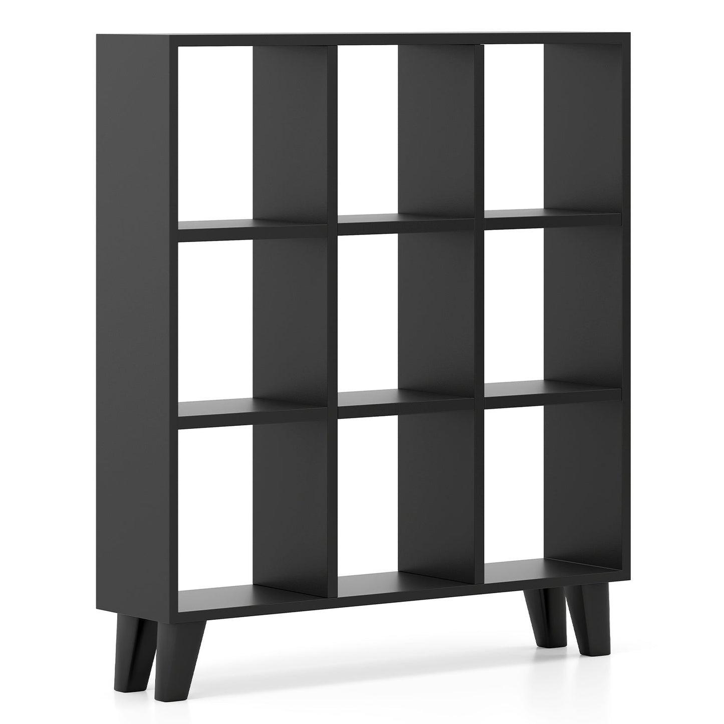9-Cube Bookcase with 6 Removable Shelves and Raised Support Feet