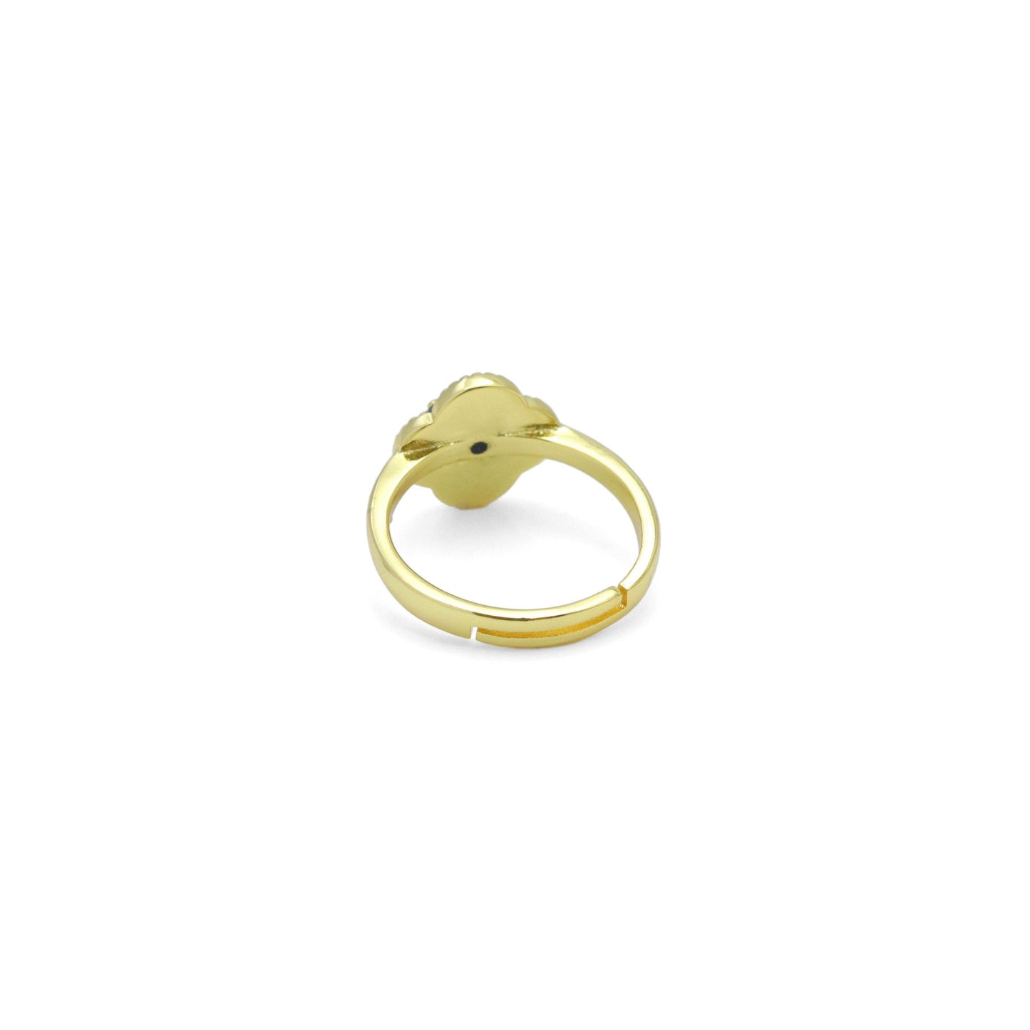 White Black Flower Statement Adjustable Ring, Sku#FH232