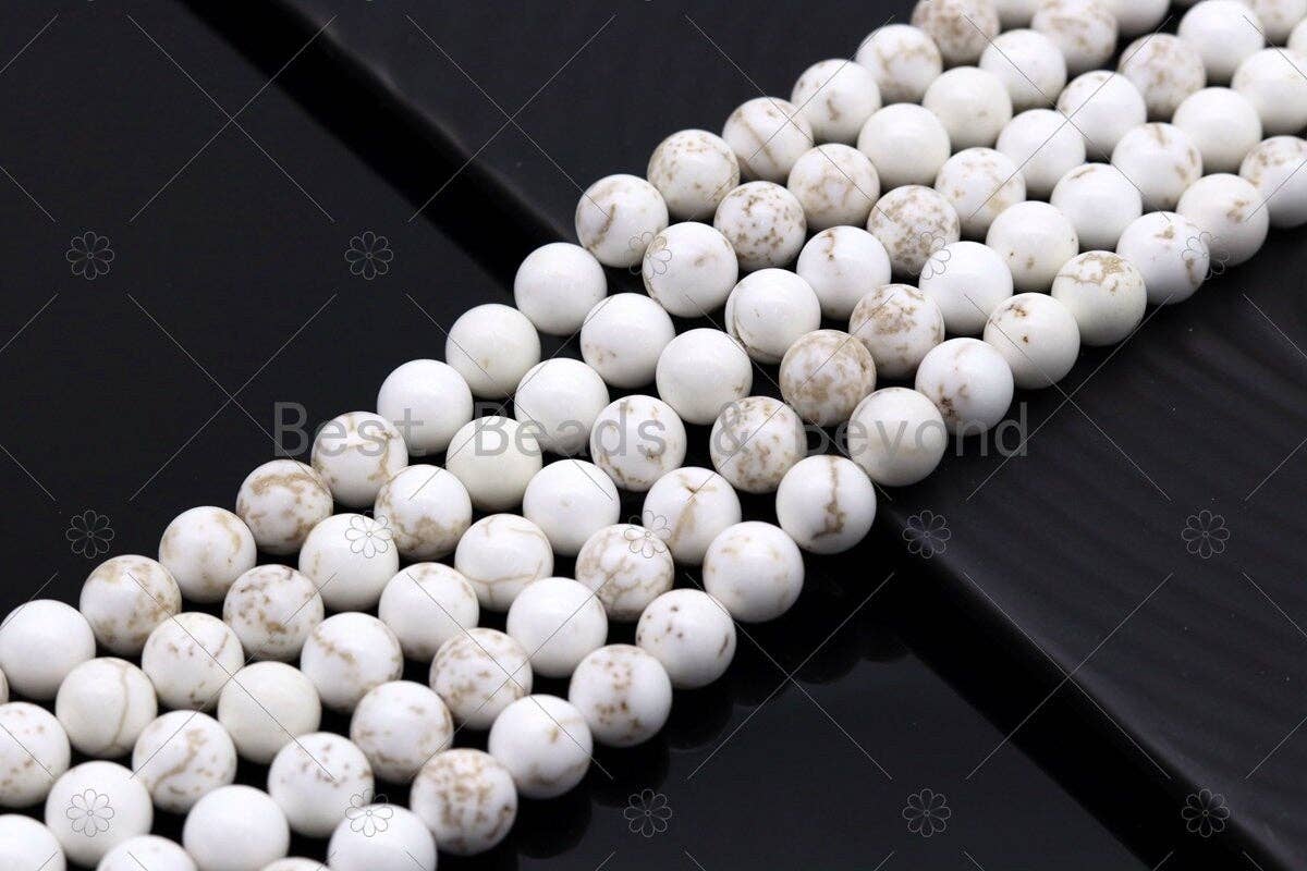Natural White Howlite with Light Vein Round Smooth beads, sku#U1179