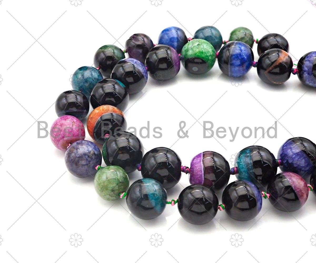 High Quality Natural Multicolor Druzy Agate Beads, 18mm/20mm Round Smooth Agate,15.5'' Full Strand,Sku#YK08