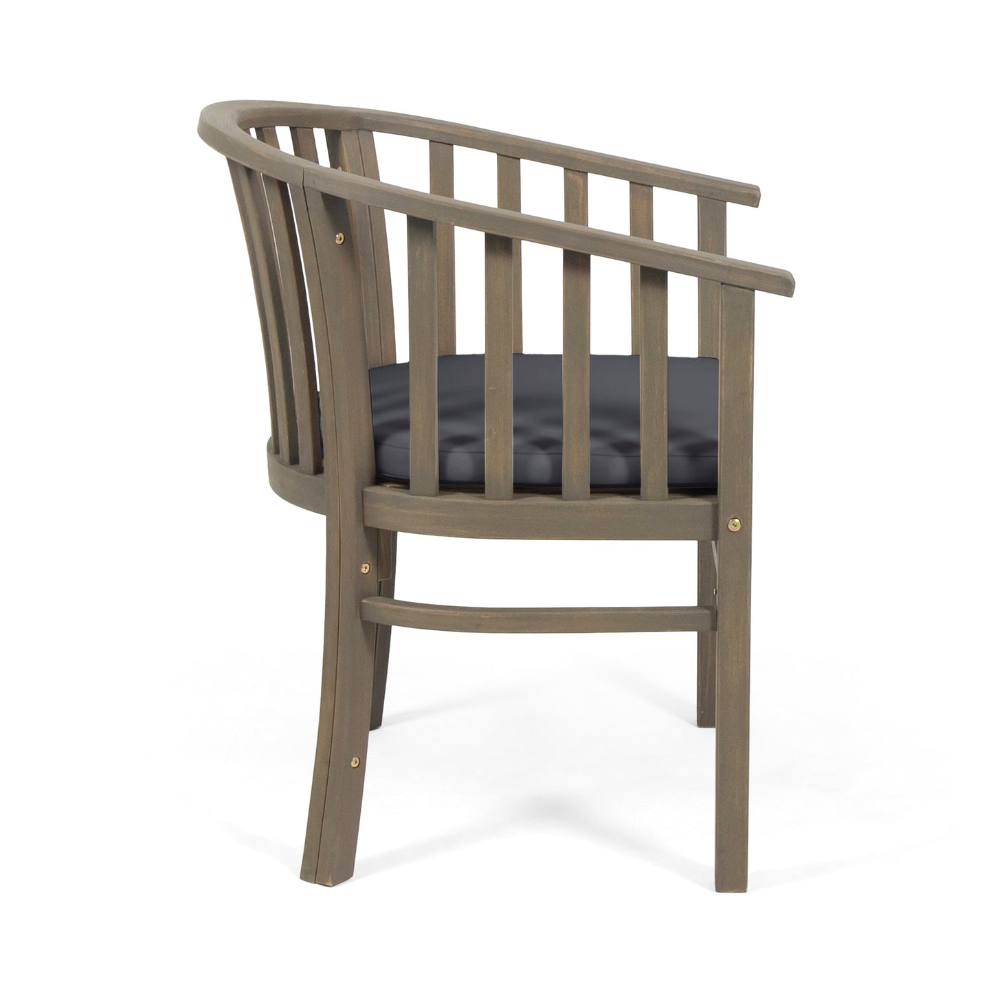 Outdoor Wooden Dining Chairs With Cushions, Set of 2, Dark