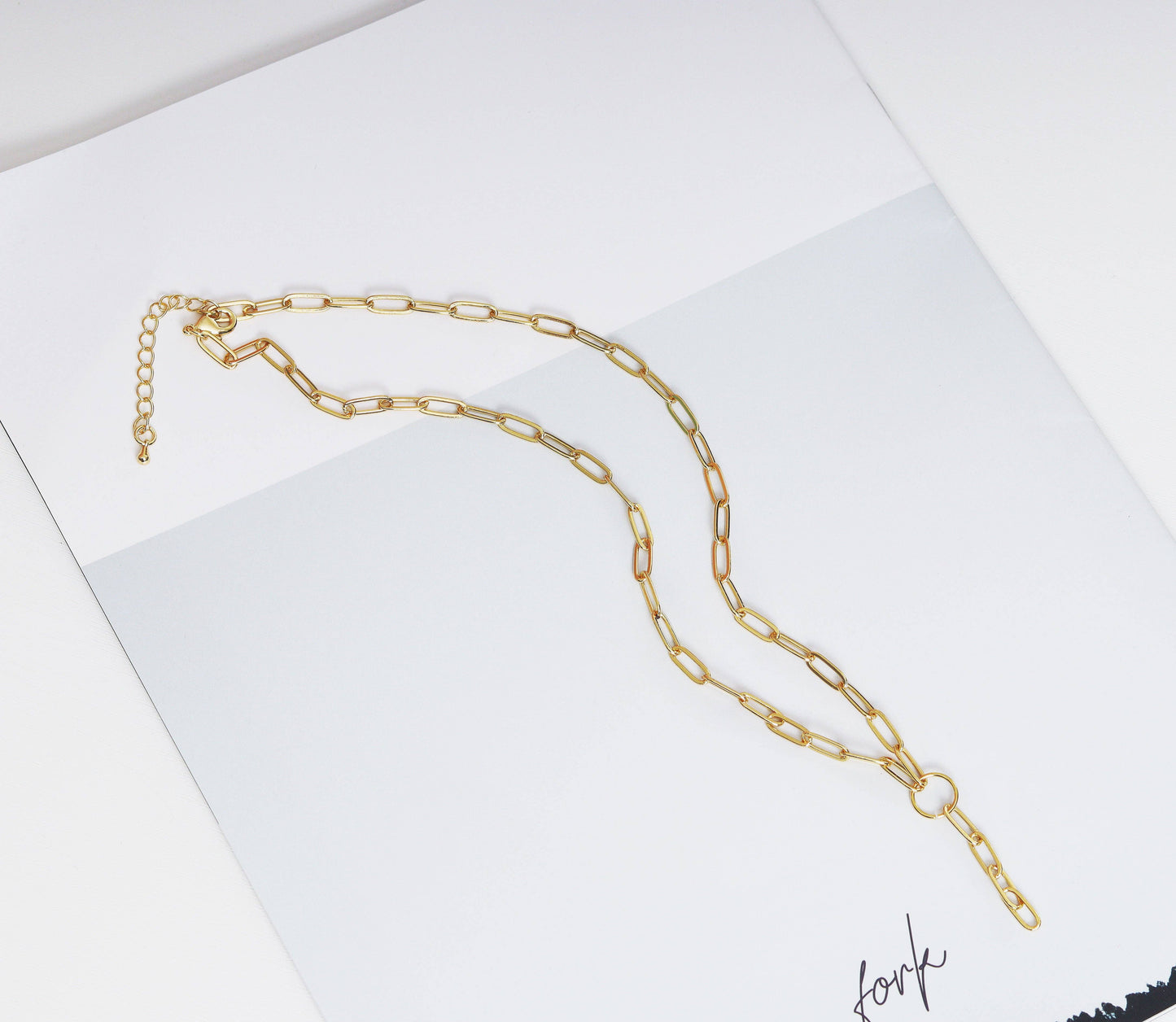 Paperclip chain drop charm necklace, sku#CL14-1