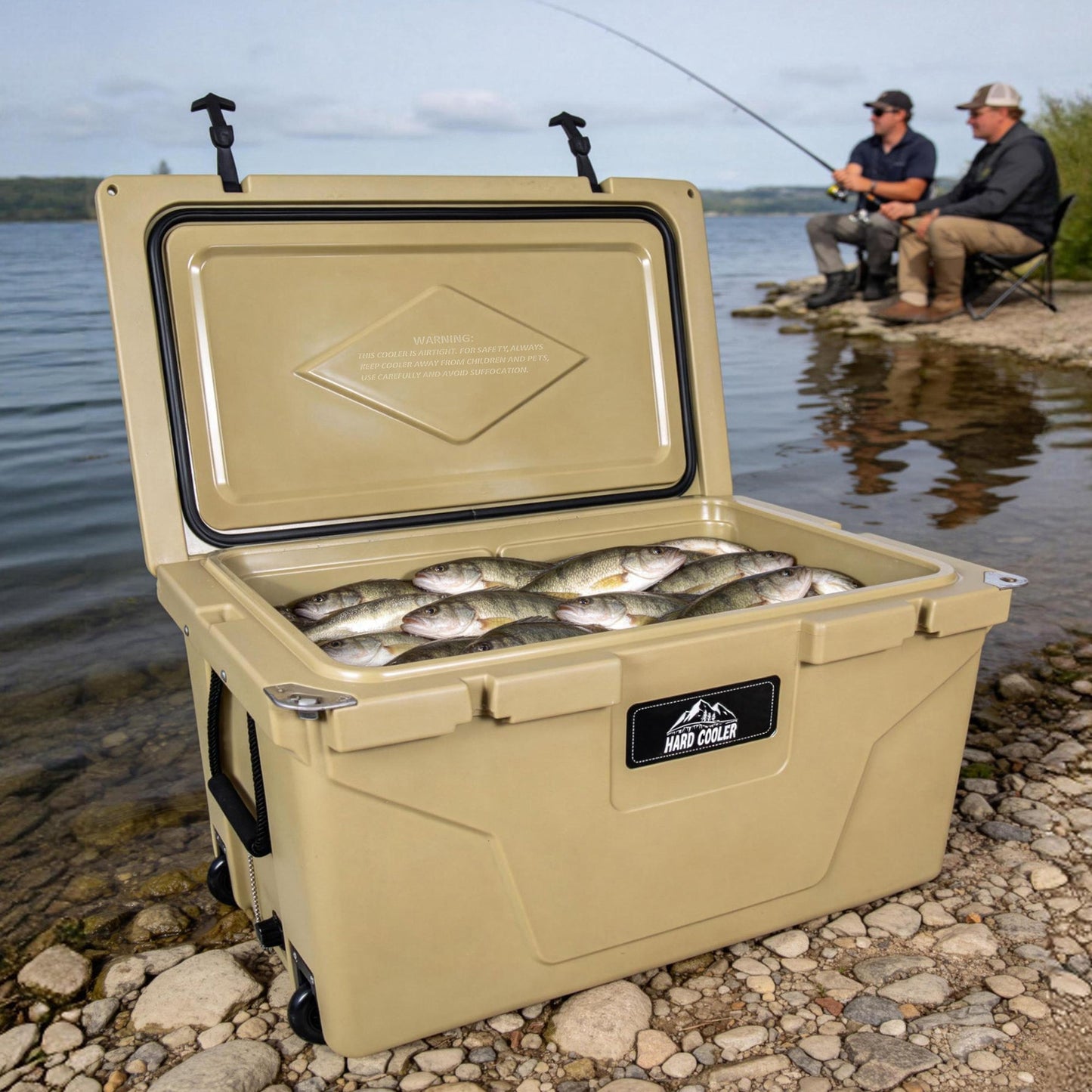110 Quart Khaki Cooler, Rotomolded Insulated Ice Chest