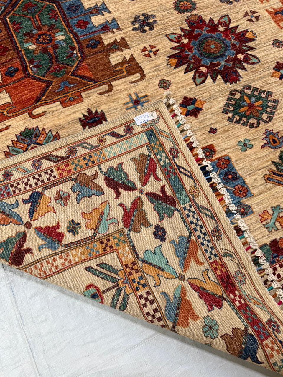 Hand-Knotted Vegetable Dye Heriz Rug from Pakistan, 8' 3" x 10'