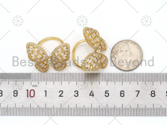 CZ Butterfly Adjustable Ring, Sku#X207