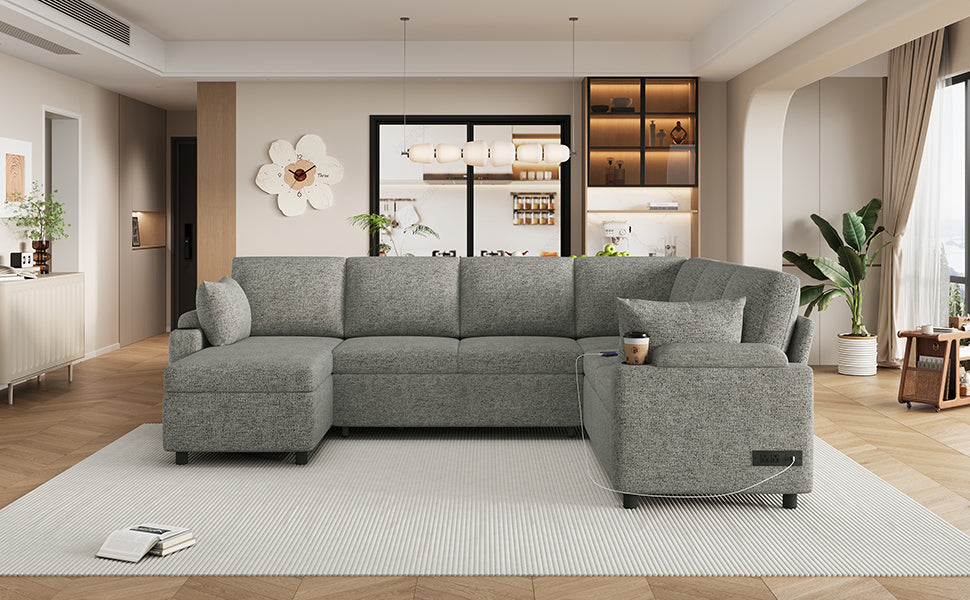 Versatile U-Shaped Sectional Sofa Bed
