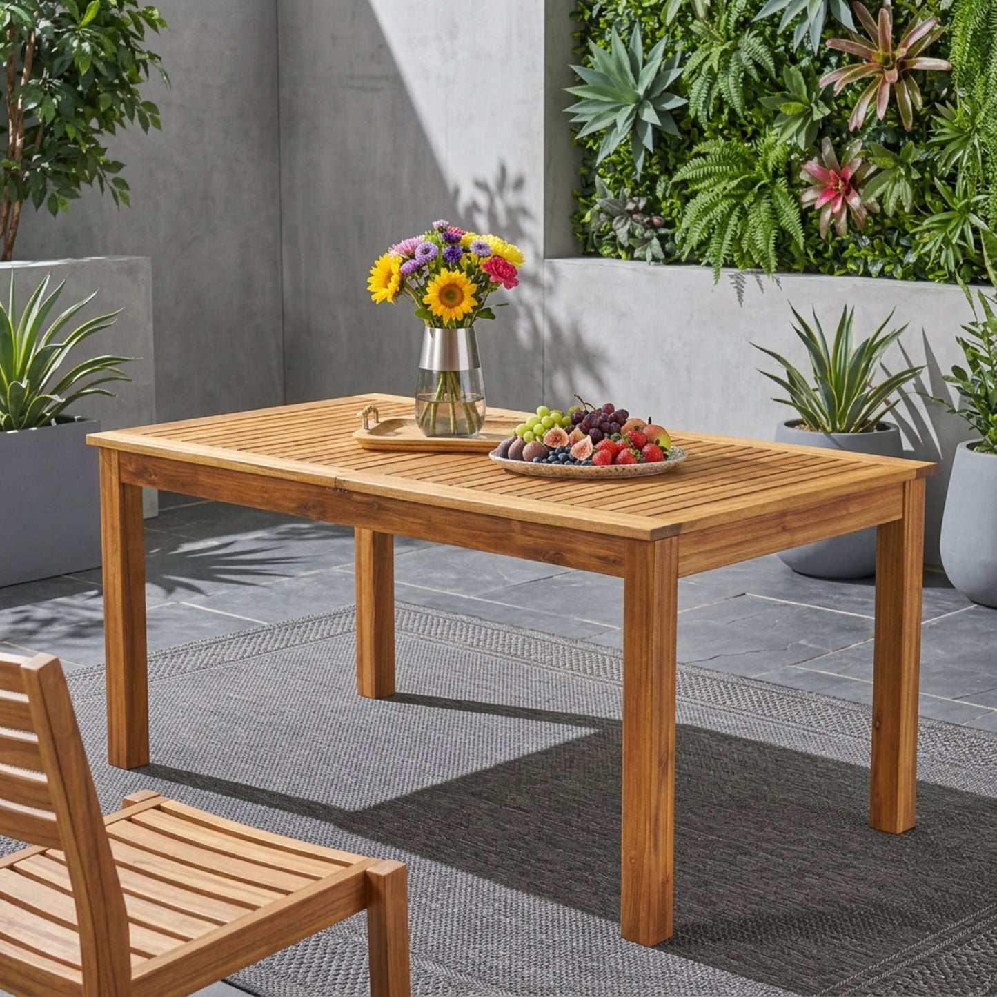 Outdoor Expandable Acacia Wood Dining Table
