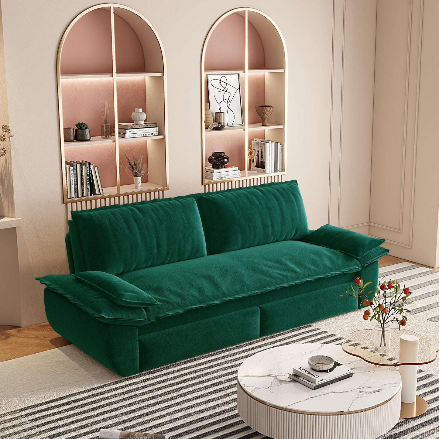 73.2" Queen Pull Out Sofa Bed - 3-in-1 Convertible Sleeper