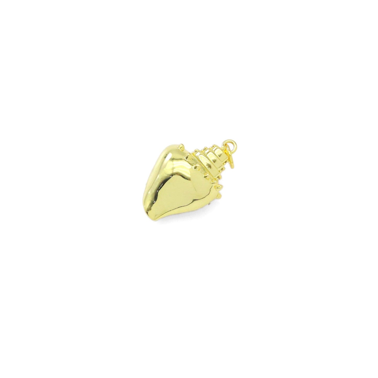 Gold CZ Sea Snail Seashell Shape Charm, Sku#Y906
