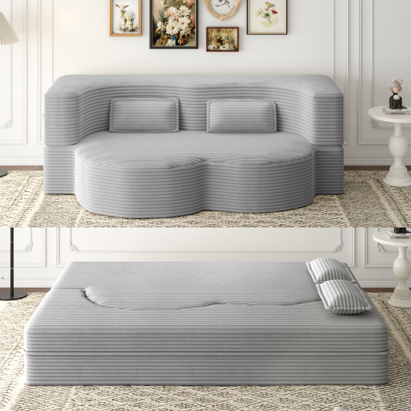 Modern Floor Sofa with 2 Pillows