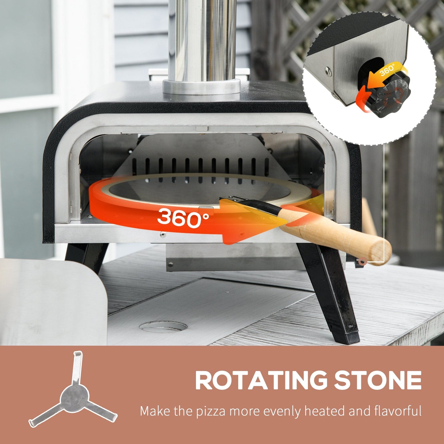 Outsunny Outdoor Pizza Oven with 12" Rotating Stone