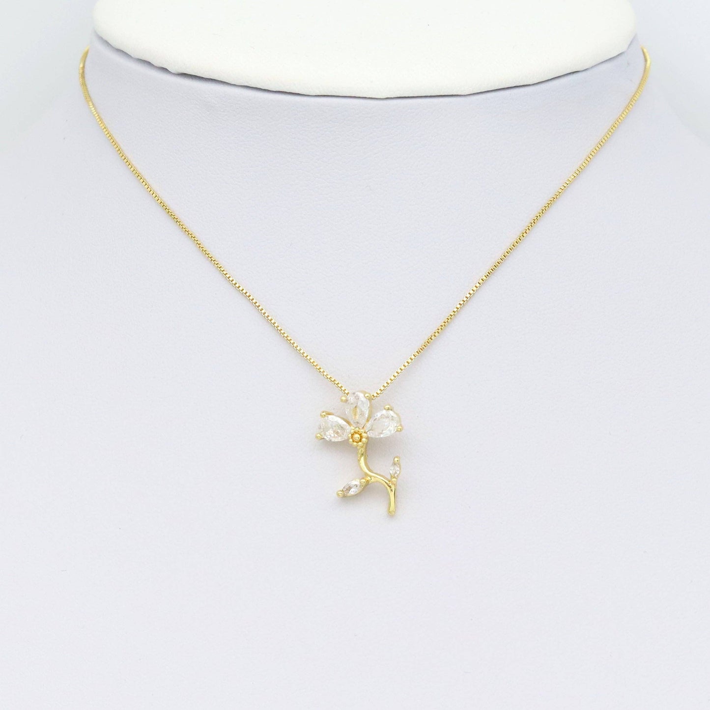 Teardrop CZ Gold Flower Charm, Sku#LK916