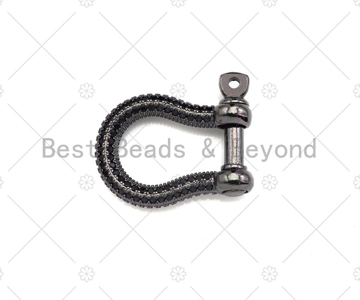 Colorful CZ Paved Buckle Shape clasp, Buckle Clasp Lock, U shape Clasp, Green/Fuchsia/Cobalt/Black Screw Clasp, 16x22mm, Sku#ML43